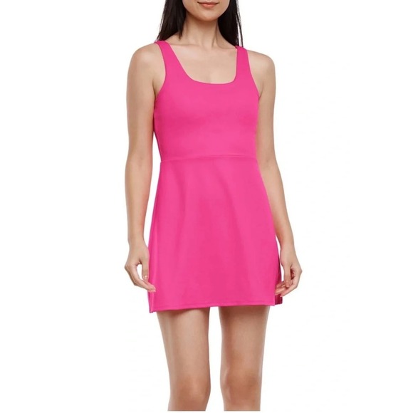 GAP Dresses & Skirts - NEW Gap Active Tank Dress Hot Pink Medium GapFit Cup Bra Wicking Pickball Tennis